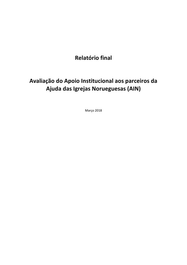 Forsiden av dokumentet Evaluation of Institutional Support to partners of NCA Angola