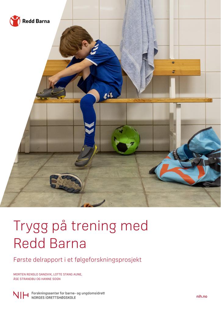 Forsiden av dokumentet Trygg på trening med Redd Barna : Første delrapport i et følgeforskningsprosjekt