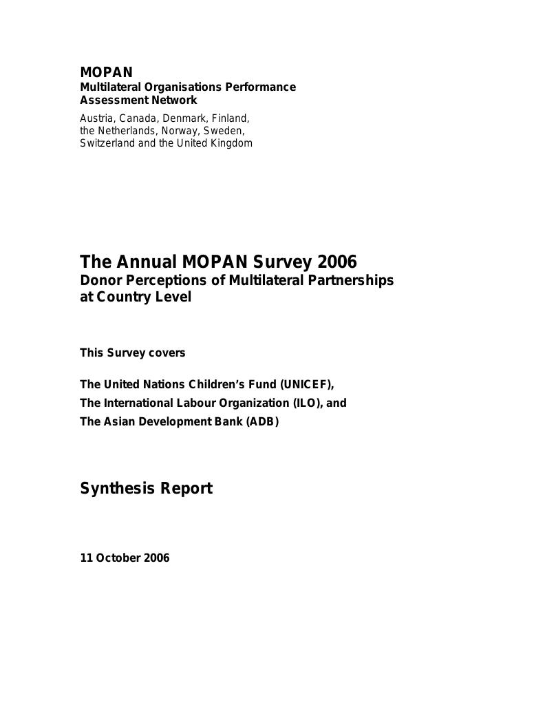 Forsiden av dokumentet MOPAN synteserapport 2006