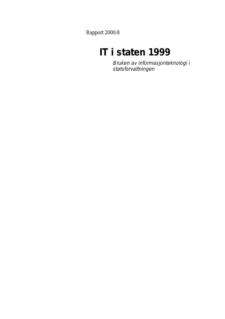 Forsiden av dokumentet IT i staten 1999
