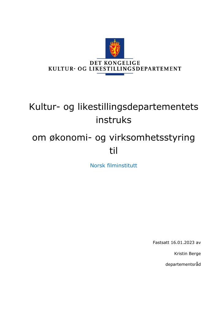 Forsiden av dokumentet Instruks Norsk filminstitutt 2023