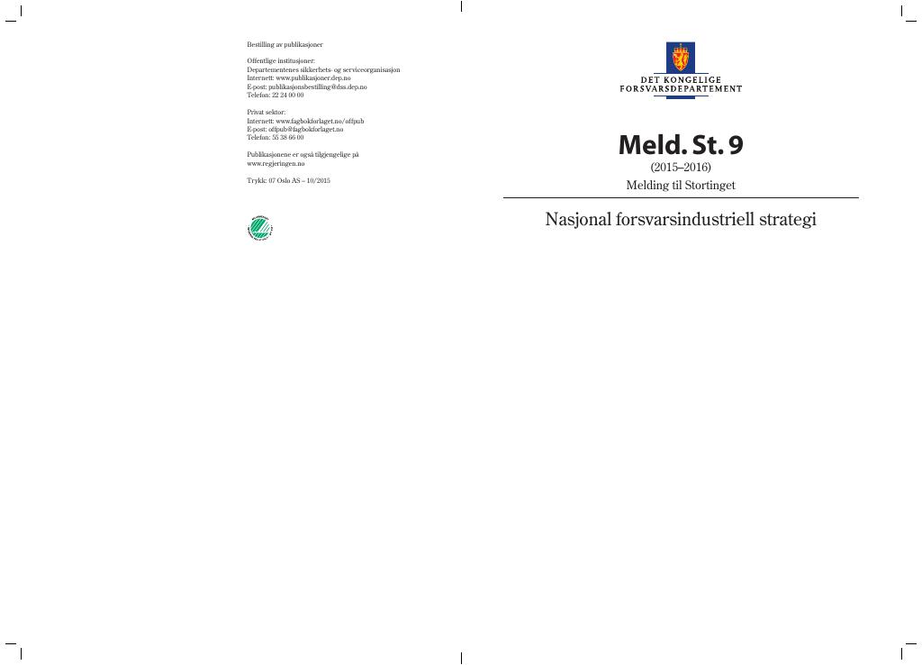 Forsiden av dokumentet Meld. St. 9 (2015–2016)