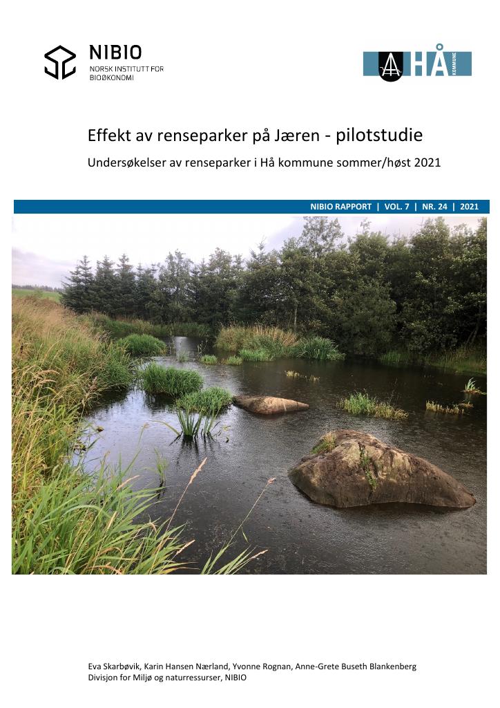 Forsiden av dokumentet Effekt av renseparker på Jæren – pilotstudie: Undersøkelser av renseparker i Hå kommune sommer/høst 2021
