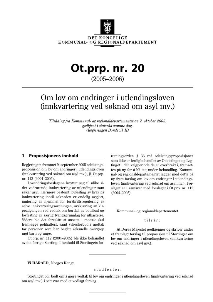 Forsiden av dokumentet Ot.prp. nr. 20 (2005-2006)