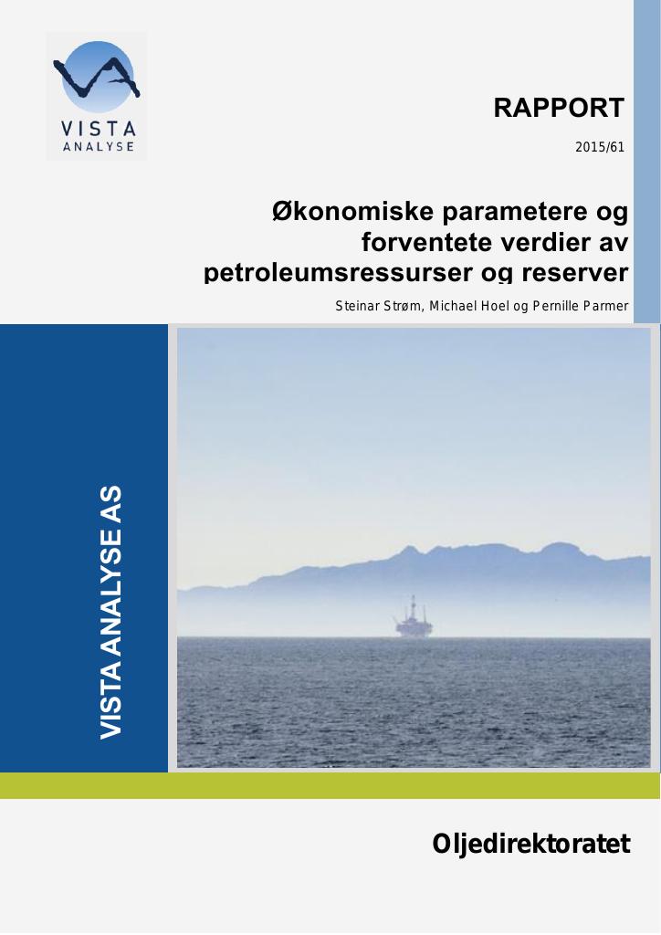 Forsiden av dokumentet Økonomiske parametere og forventete verdier av petroleumsressurser og reserver