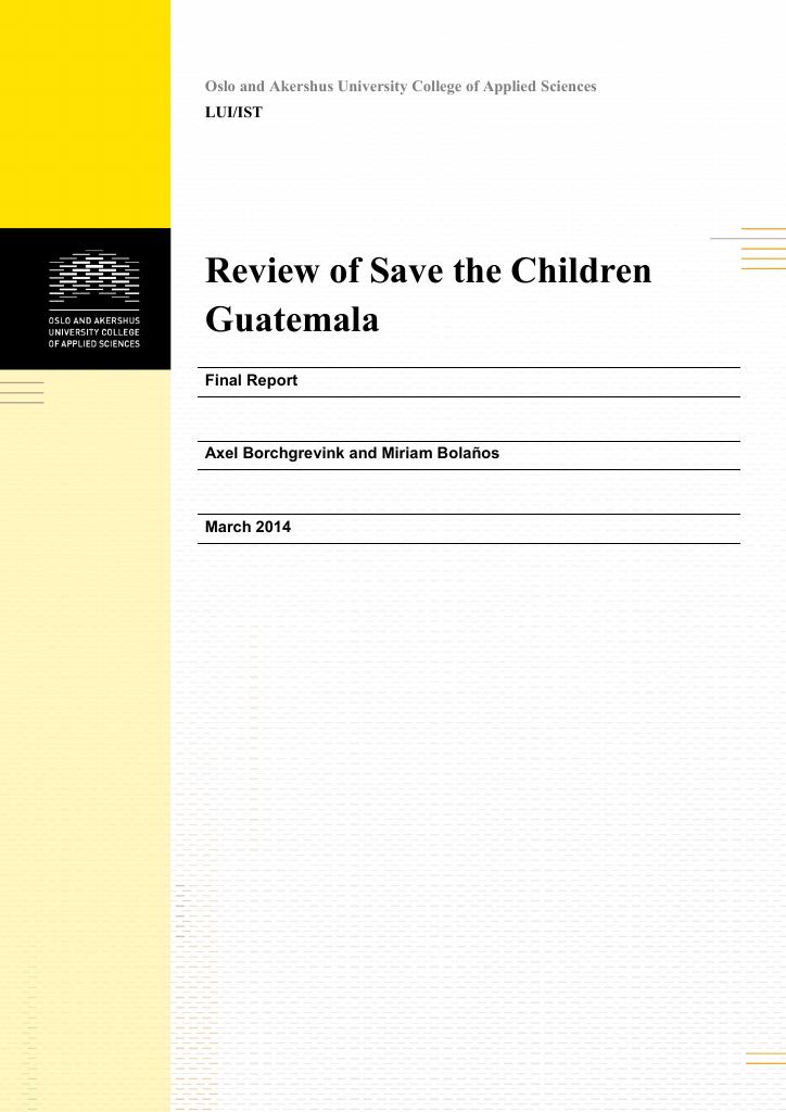 Forsiden av dokumentet Review of Save the Children Guatemala