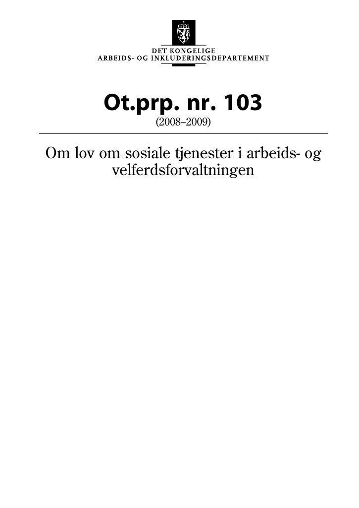 Forsiden av dokumentet Ot.prp. nr. 103 (2008-2009)