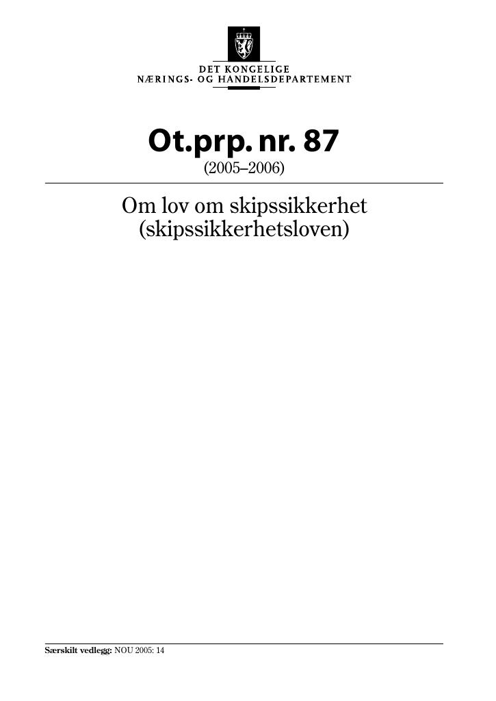 Forsiden av dokumentet Ot.prp. nr. 87 (2005-2006)