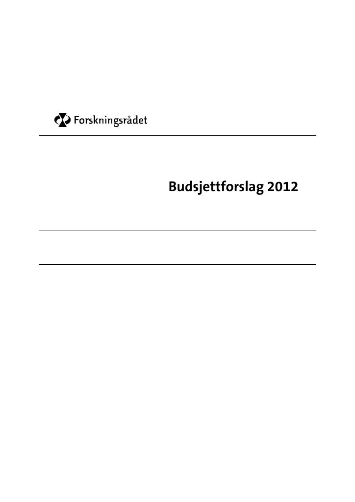 Forsiden av dokumentet Budsjettforslag 2012 - Forskningsrådet