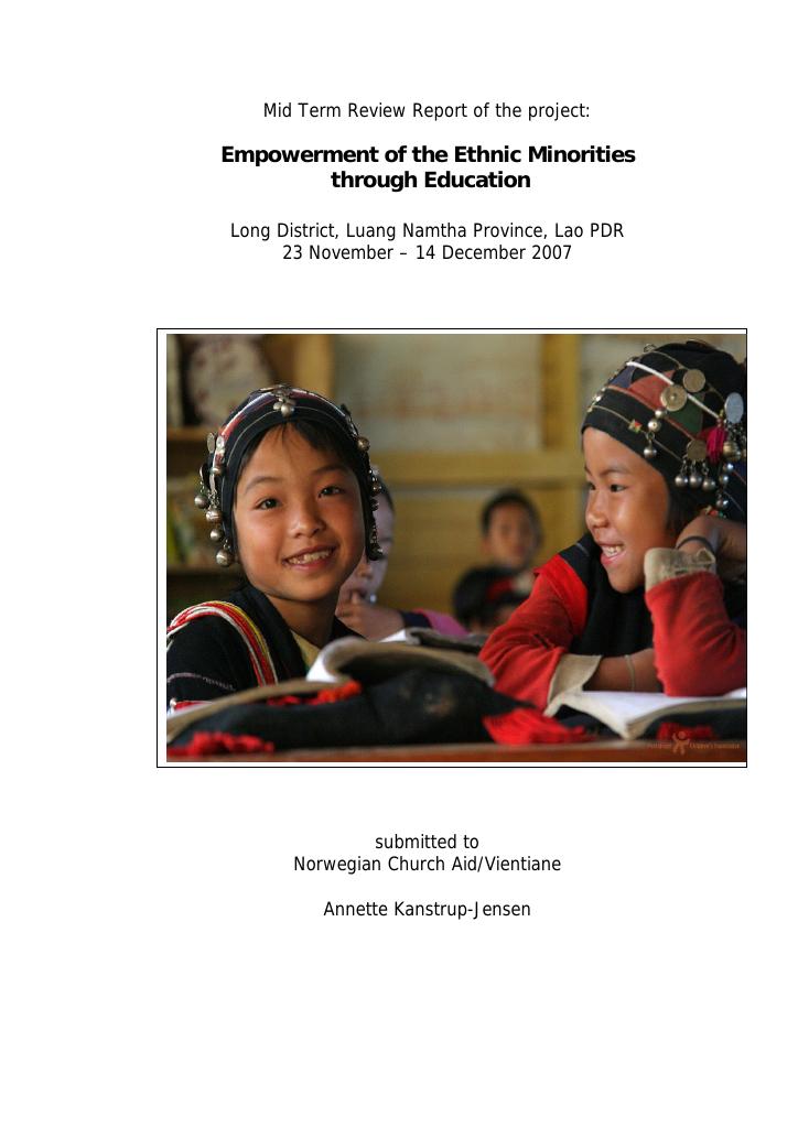 Forsiden av dokumentet Mid-term Review of Empowerment of the Ethnic Minorities through Education