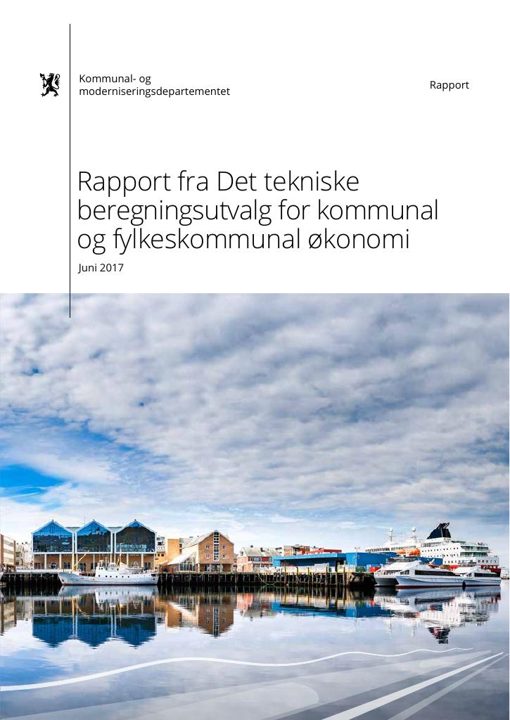 Forsiden av dokumentet Rapport fra Det tekniske beregningsutvalget for kommunal og fylkeskommunal økonomi - sommeren 2017