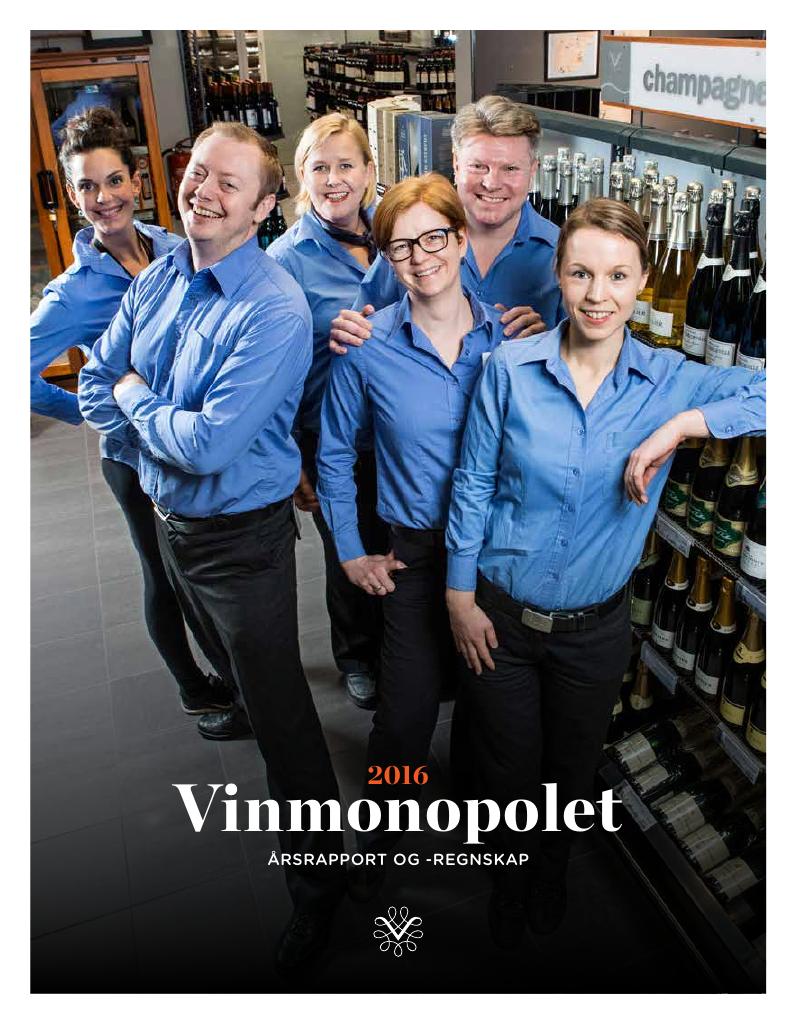 Forsiden av dokumentet Årsrapport Vinmonopolet 2016