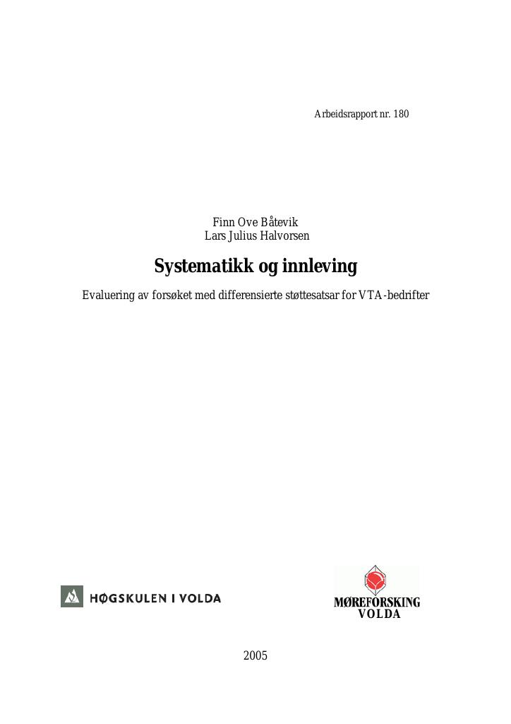 Forsiden av dokumentet Systematikk og innleving