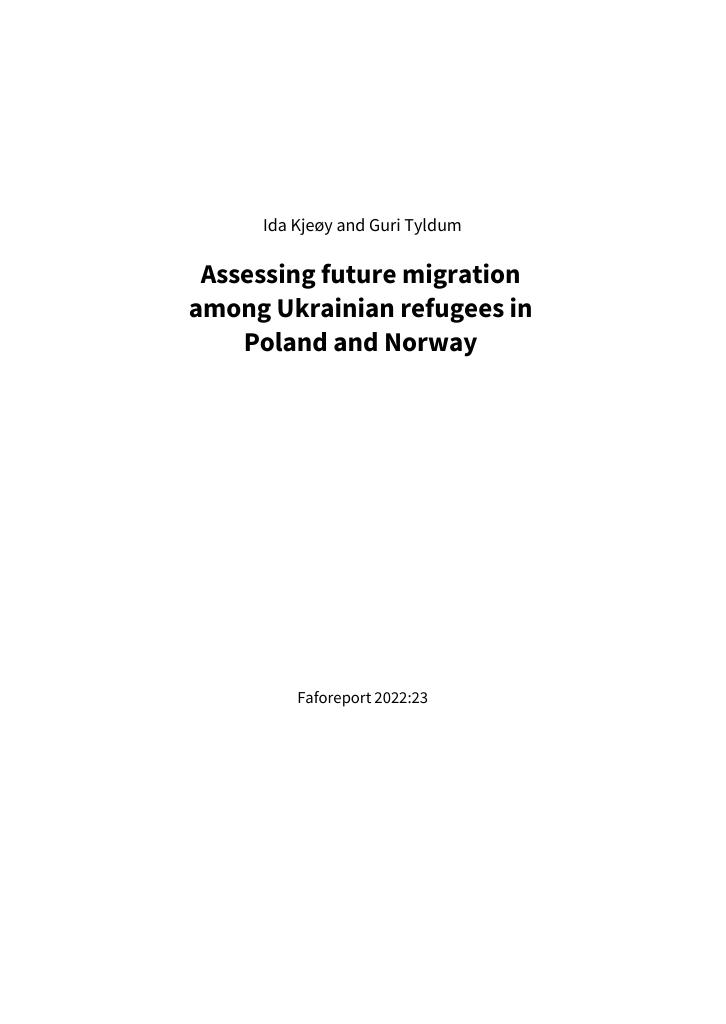 Forsiden av dokumentet Assessing future migration among Ukranian refugees in Poland and Norway