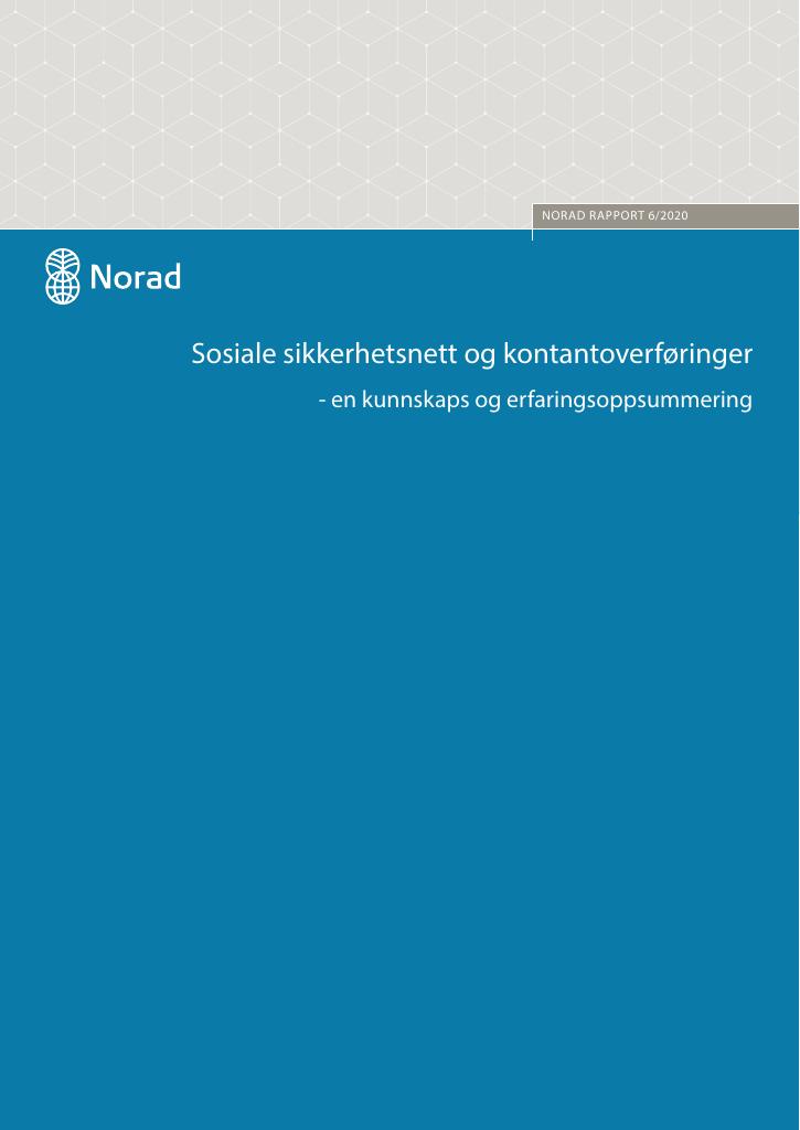 Forsiden av dokumentet Sosiale sikkerhetsnett og kontantoverføringer