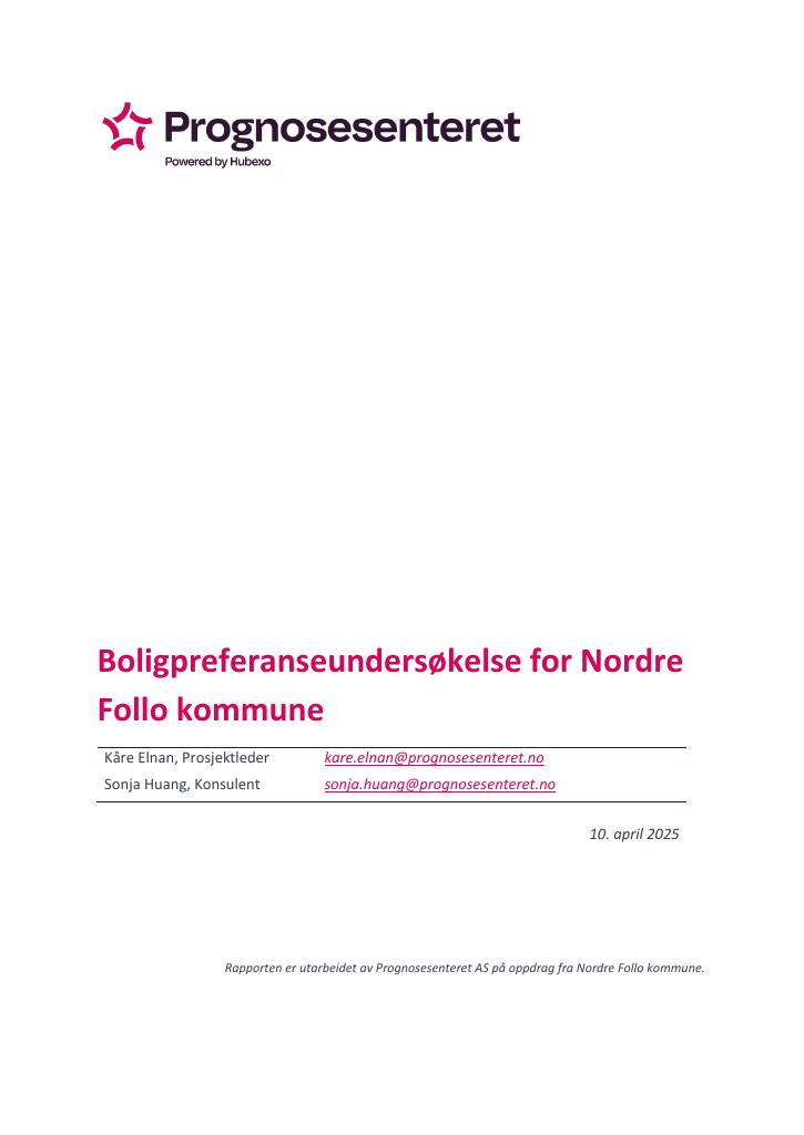 Forsiden av dokumentet Boligpreferanseundersøkelse for Nordre Follo kommune