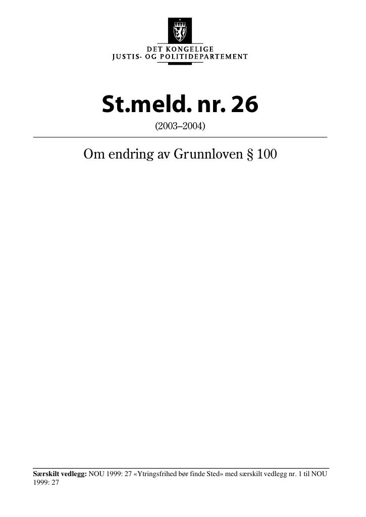 Forsiden av dokumentet St.meld. nr. 26 (2003-2004)