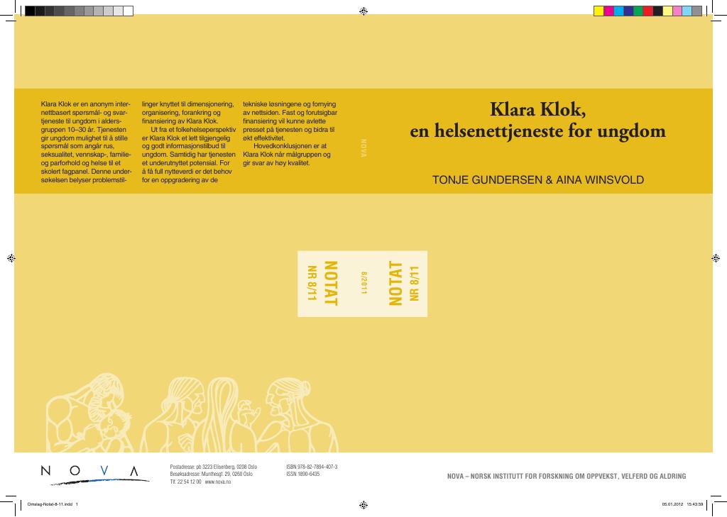Forsiden av dokumentet Klara Klok,  en helsenettjeneste for ungdom