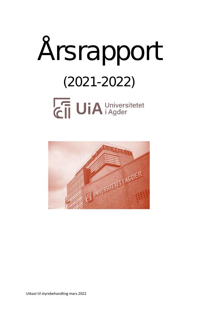 Forsiden av dokumentet Årsrapport Universitetet i Agder 2021