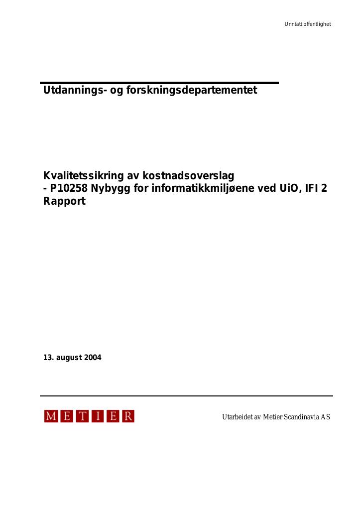 Forsiden av dokumentet Nytt informatikkbygg ved UiO (IFI2)