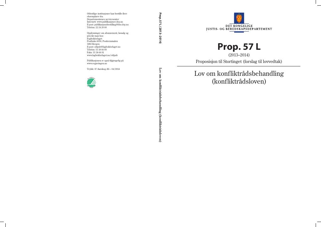 Forsiden av dokumentet Prop. 57 L (2013–2014)