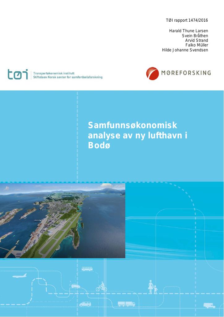 Forsiden av dokumentet Samfunnsøkonomisk analyse av ny lufthavn i Bodø