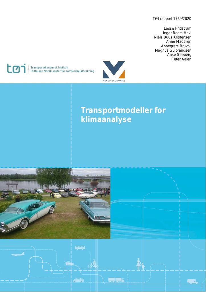 Forsiden av dokumentet Transportmodeller for klimaanalyse