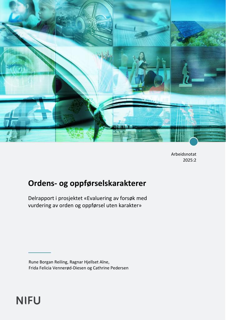 Forsiden av dokumentet Evaluering av orden og oppførsel