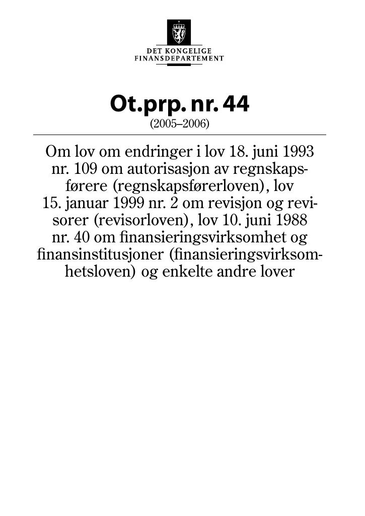 Forsiden av dokumentet Ot.prp. nr. 44 (2005-2006)