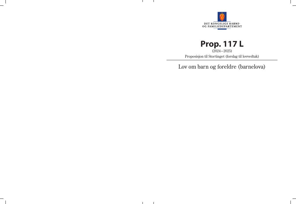 Forsiden av dokumentet Prop. 117 L (2024–2025)