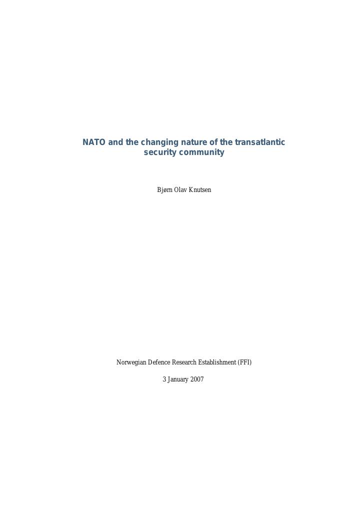 Forsiden av dokumentet NATO and the changing nature of the transatlantic security community