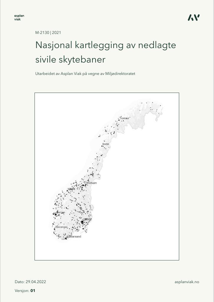 Forsiden av dokumentet Nasjonal kartlegging av nedlagte sivile skytebaner