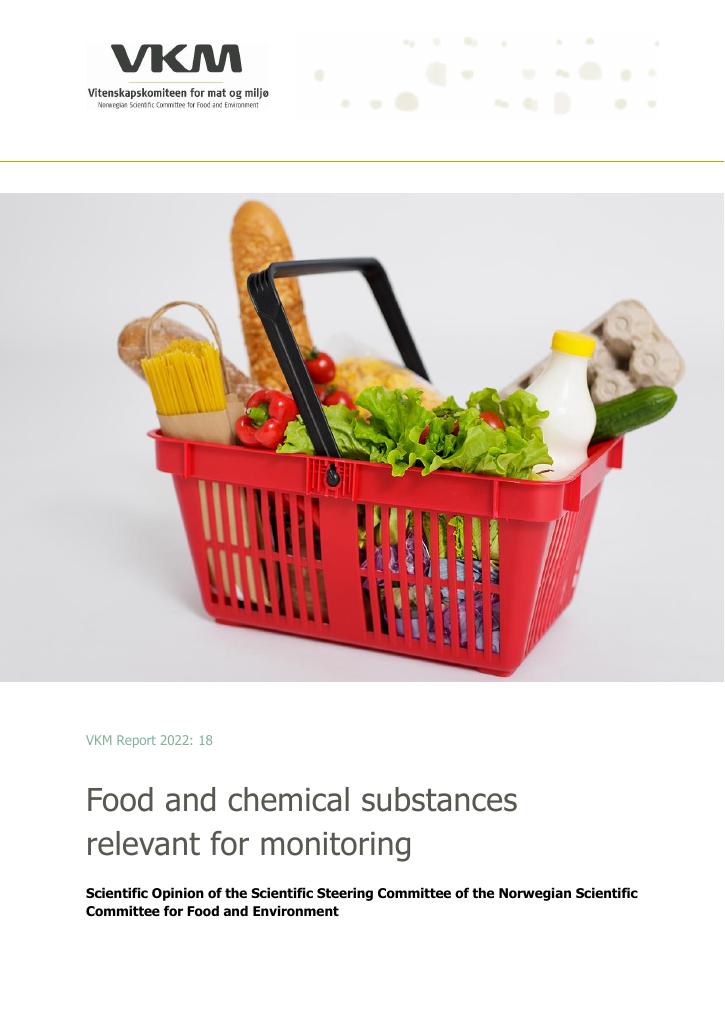 Forsiden av dokumentet Food and chemical substances relevant for monitoring : scientific opinion of the scientific steering committee of the Norwegian scientific committee for food and environment