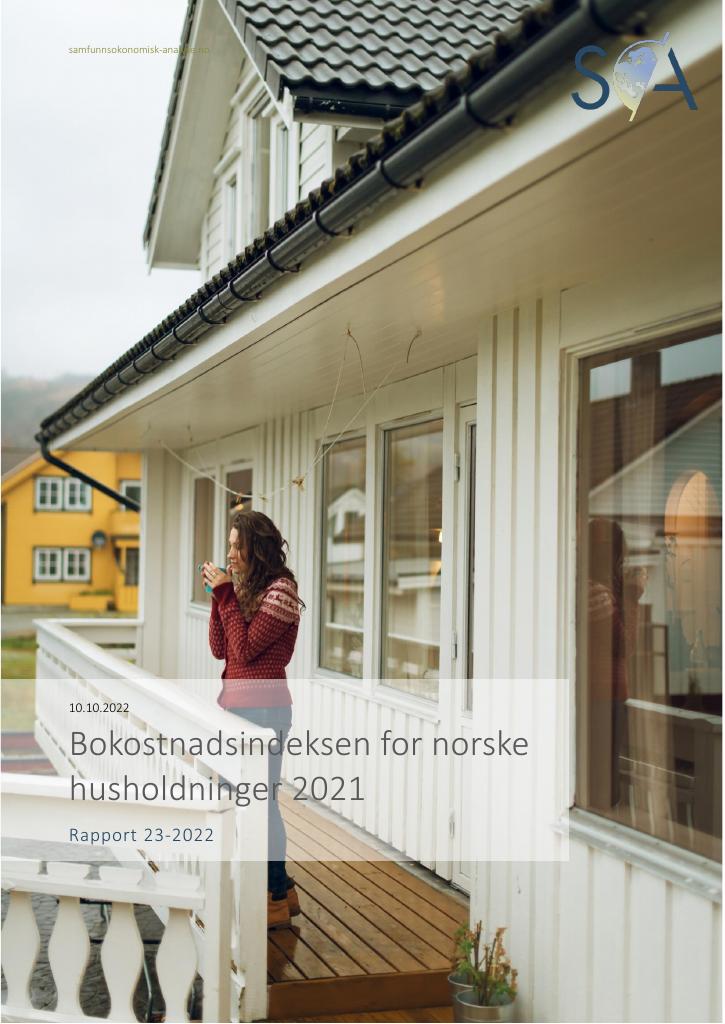 Forsiden av dokumentet Bokostnadsindeksen for norske husholdninger 2021