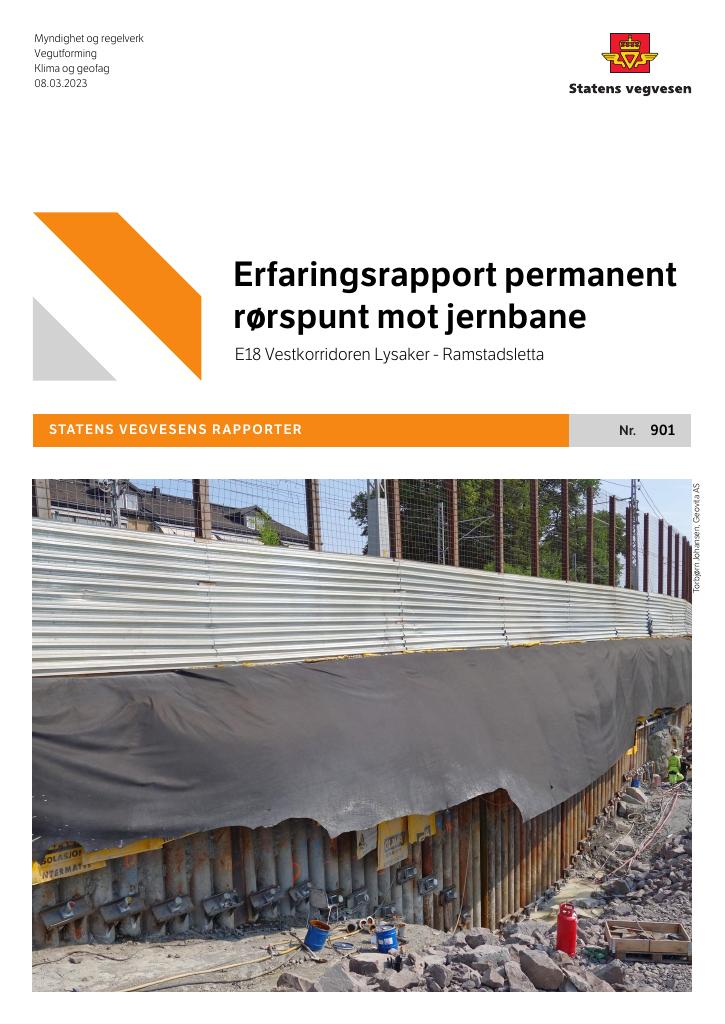Forsiden av dokumentet Erfaringsrapport permanent rørspunt mot  jernbane