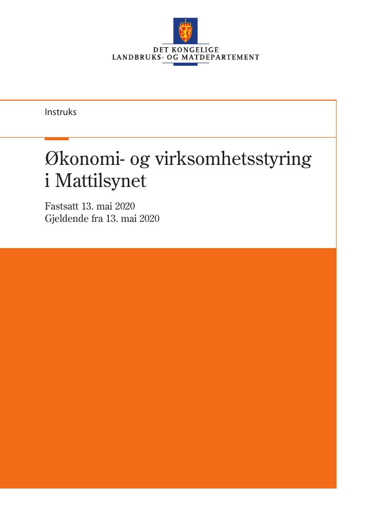 Forsiden av dokumentet Økonomi- og virksomhetsstyring i Mattilsynet