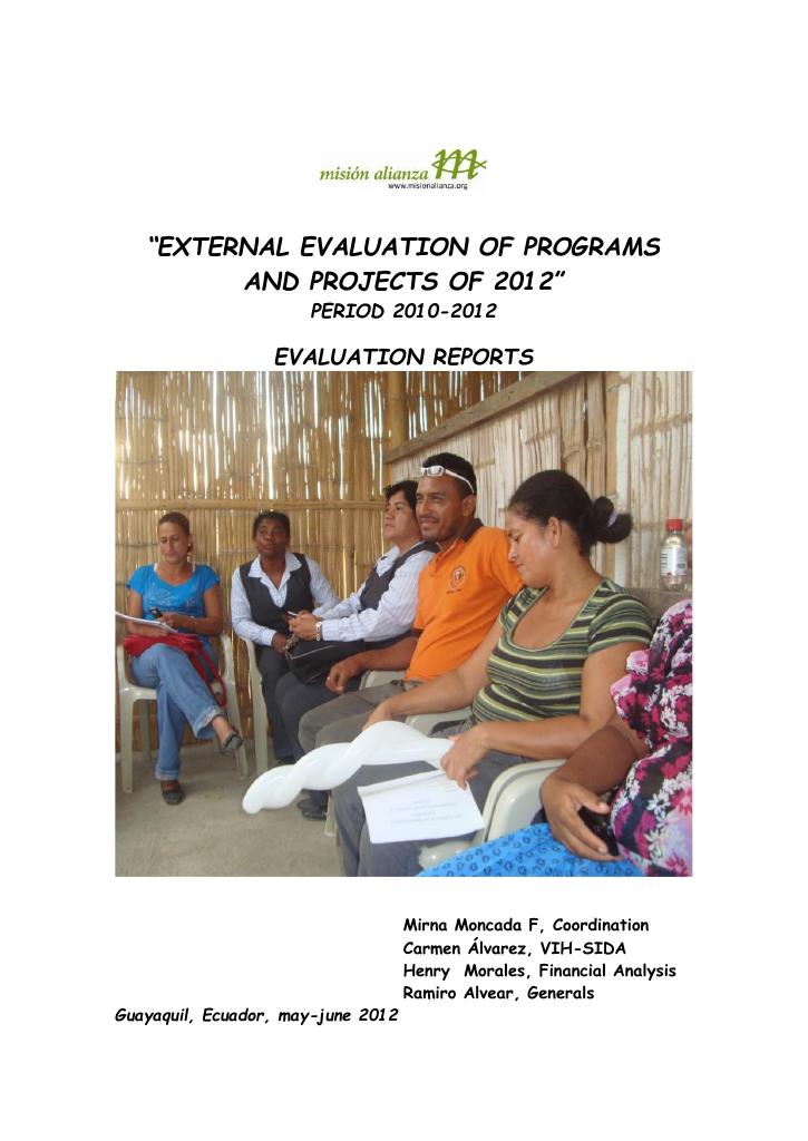 Forsiden av dokumentet External evaluation of programs and projects of 2012