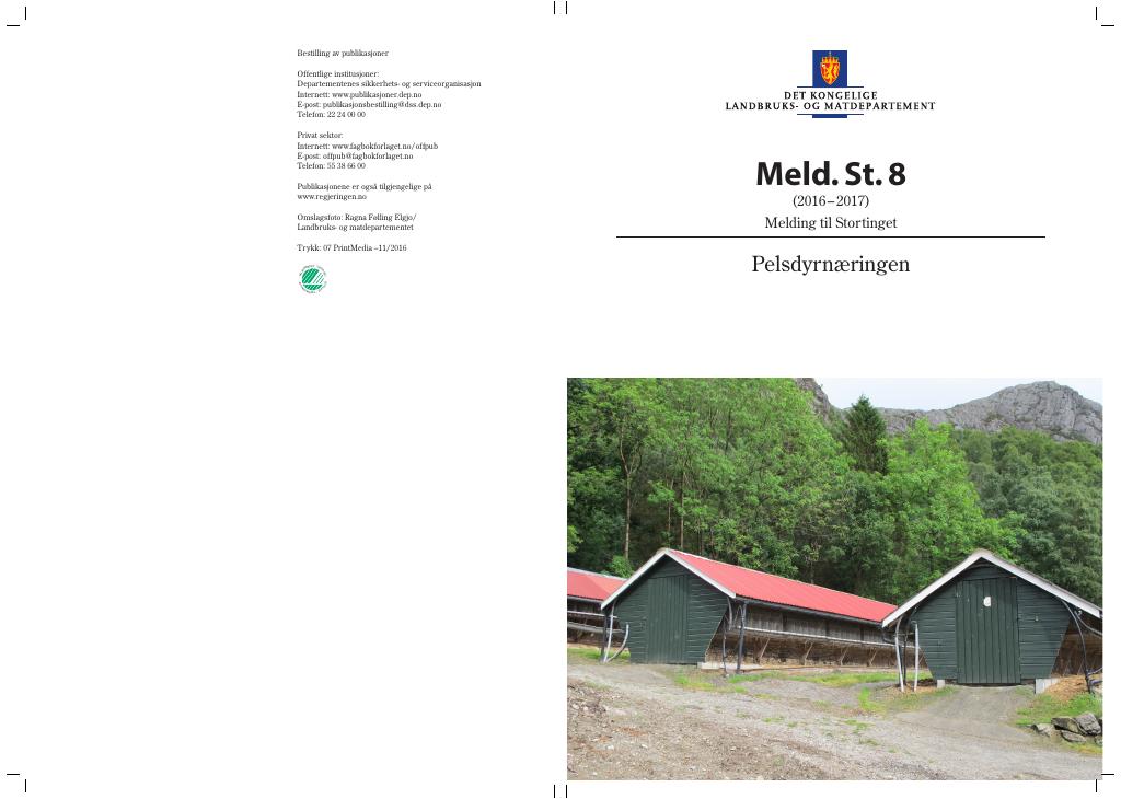 Forsiden av dokumentet Meld. St. 8 (2016–2017)