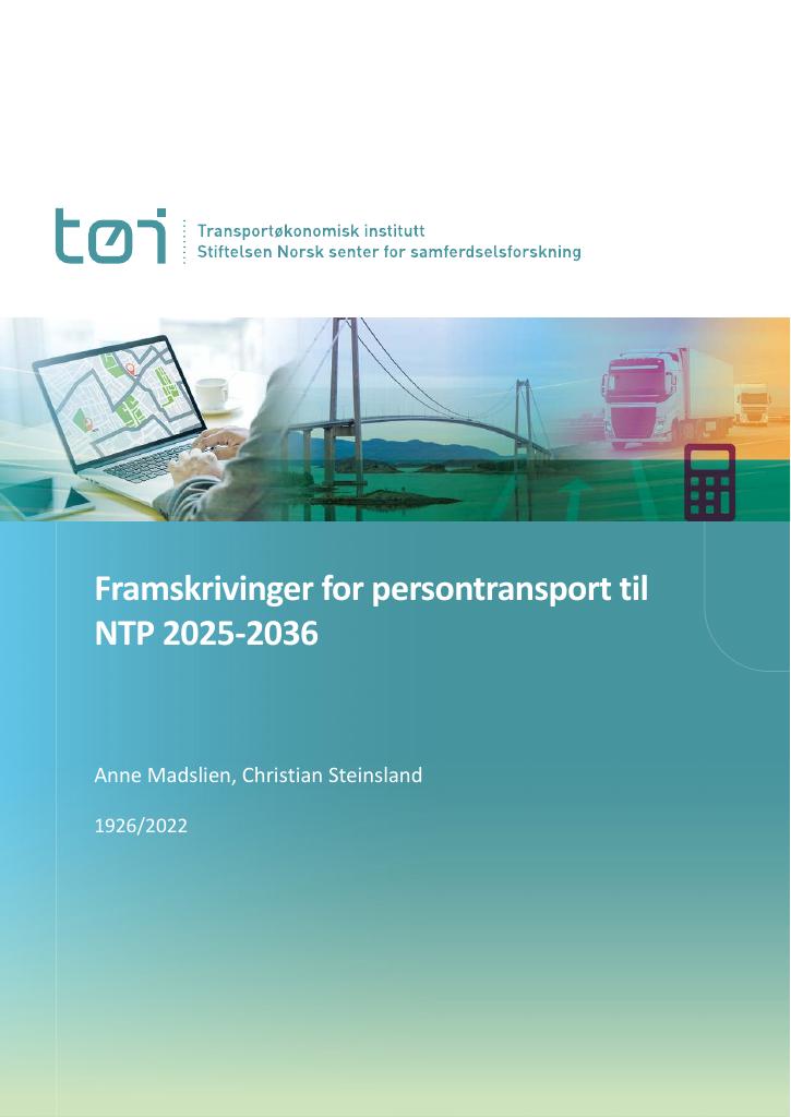 Forsiden av dokumentet Framskrivinger for persontransport til NTP 2025-2036