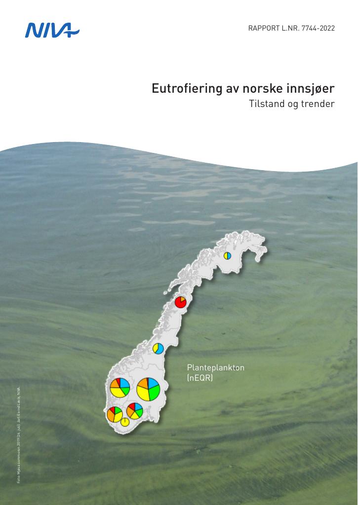 Forsiden av dokumentet Eutrofiering av norske innsjøer. Tilstand og trender.