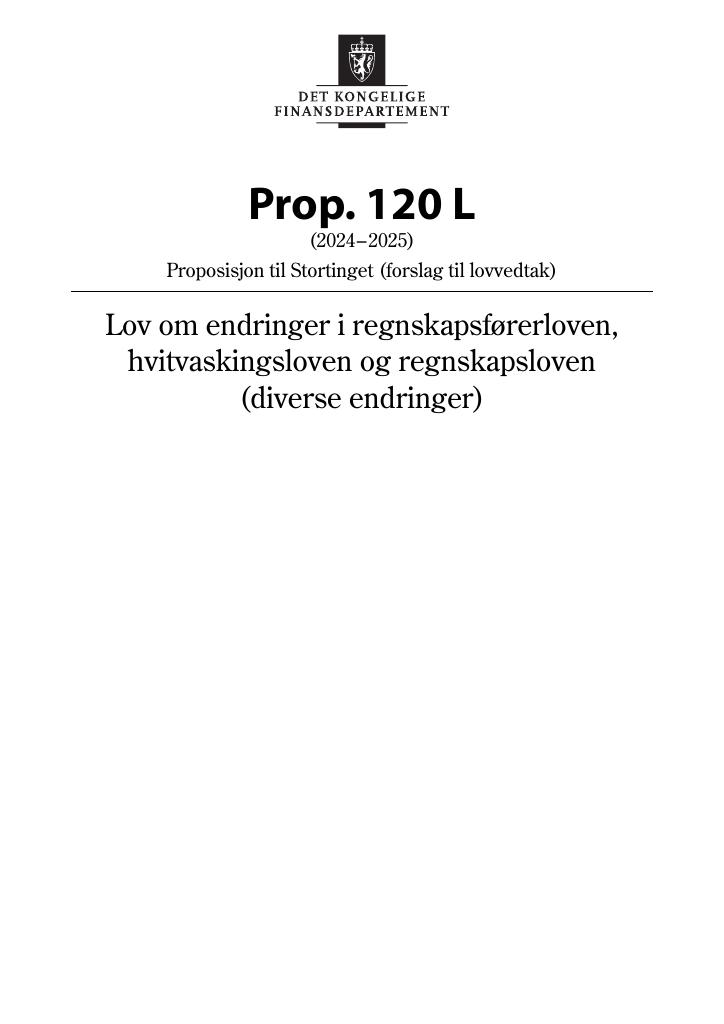 Forsiden av dokumentet Prop. 120 L (2024–2025)