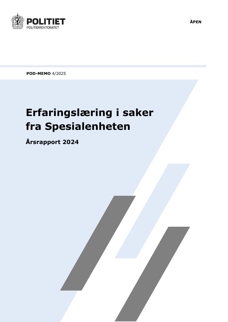 Forsiden av dokumentet Erfaringslæring i saker fra Spesialenheten. Årsrapport 2024
