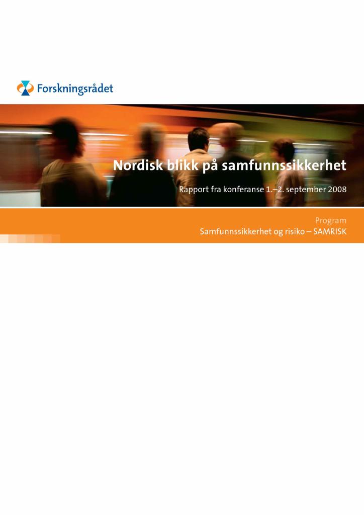 Forsiden av dokumentet Nordisk blikk på samfunnssikkerhet