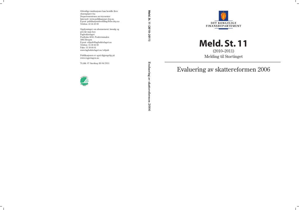 Forsiden av dokumentet Meld. St. 11 (2010 – 2011)