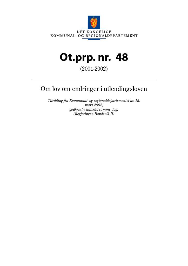 Forsiden av dokumentet Ot.prp. nr. 48 (2001-2002)