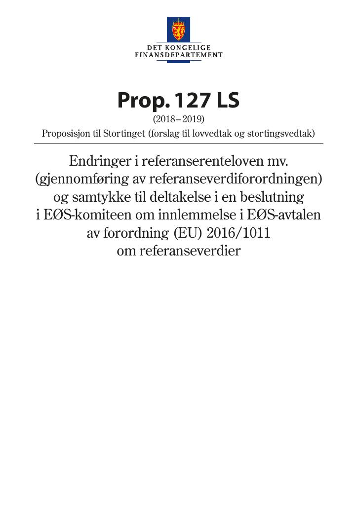 Forsiden av dokumentet Prop. 127 LS (2018–2019)