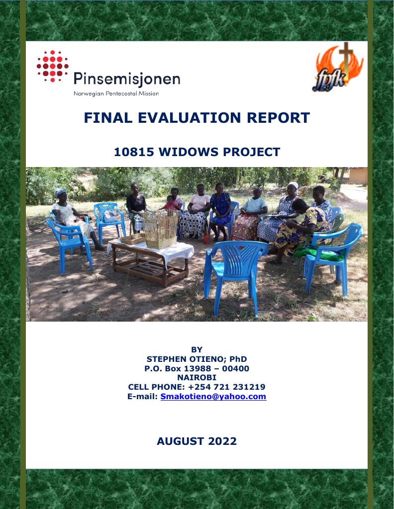 Forsiden av dokumentet Final evaluation report Widows project