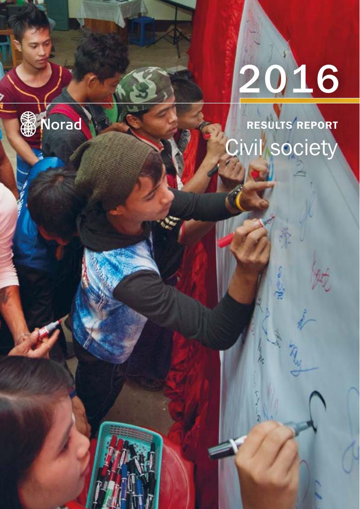 Forsiden av dokumentet Results Report 2016. Civil society