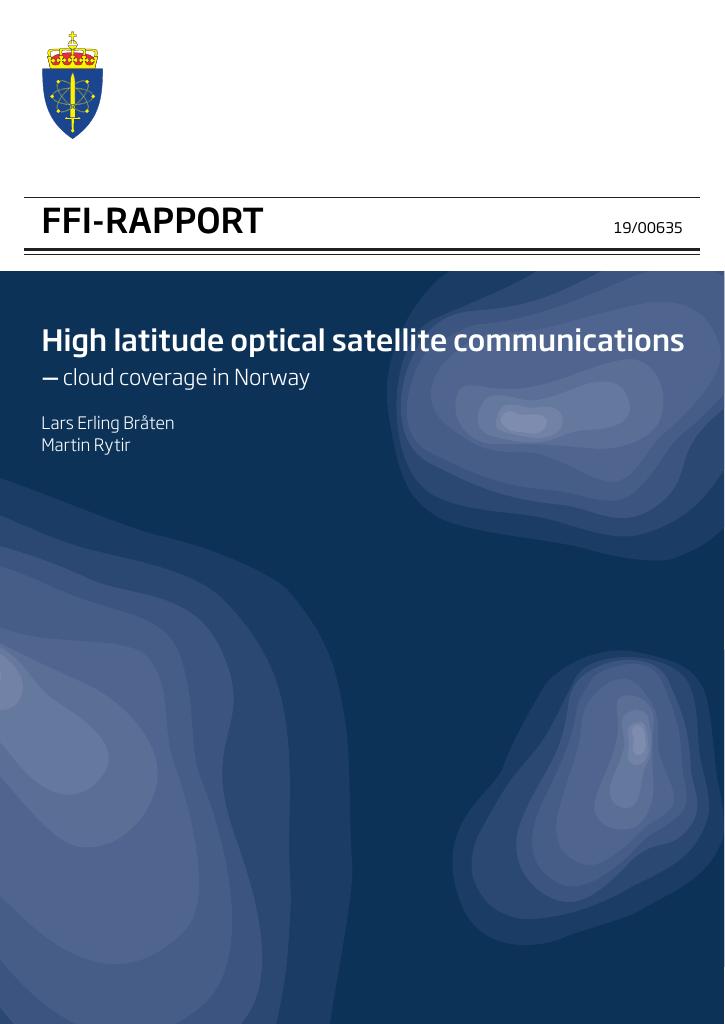 Forsiden av dokumentet High latitude optical satellite communications : cloud coverage in Norway