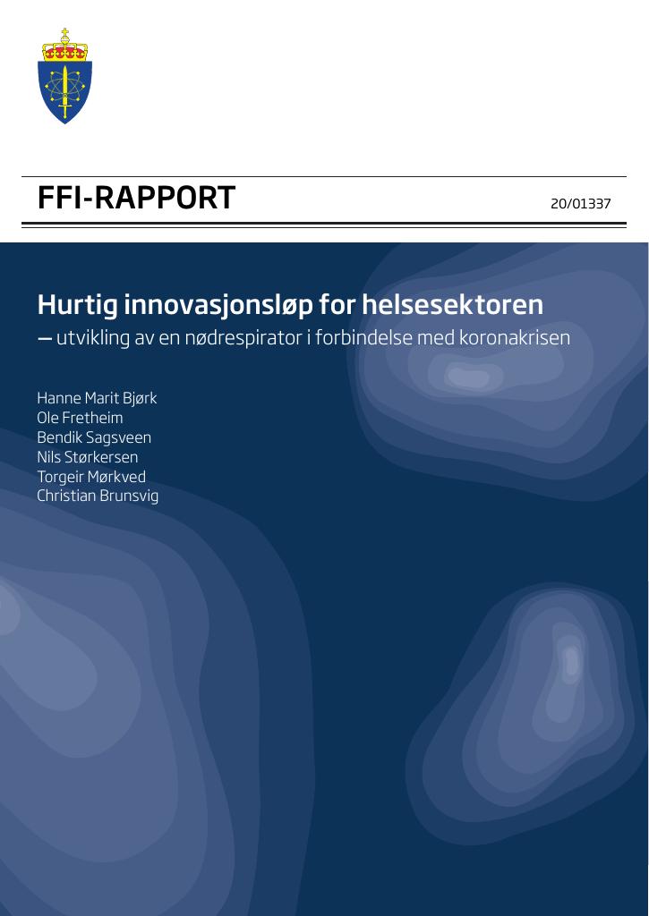 Forsiden av dokumentet Hurtig innovasjonsløp for helsesektoren : utvikling av en nødrespirator i forbindelse med koronakrisen